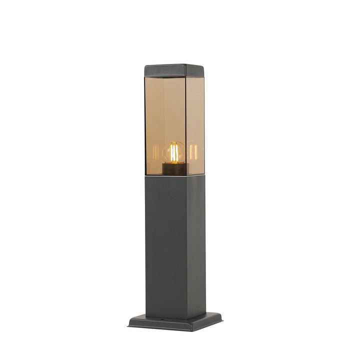 QAZQA Smart buitenlamp paal donkergrijs met smoke 45 cm incl. Wifi