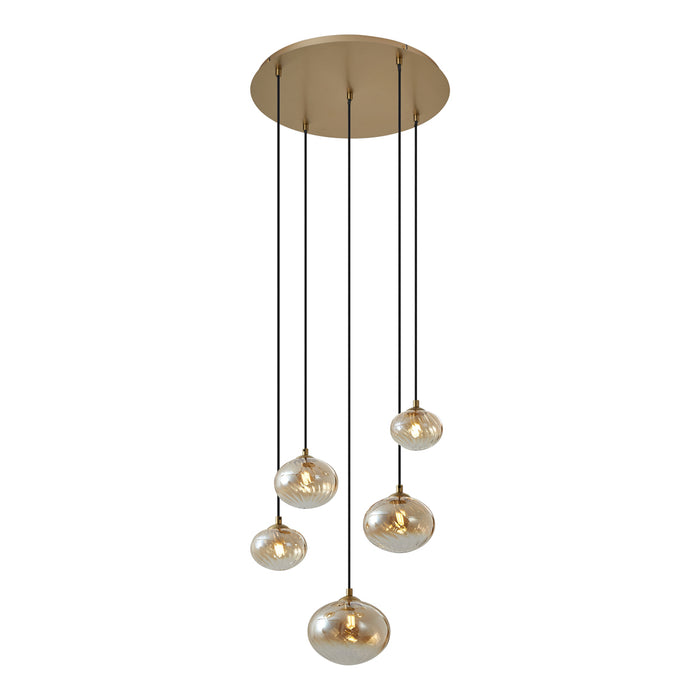 QAZQA Art Deco hanglamp goud met amber glas - Jia