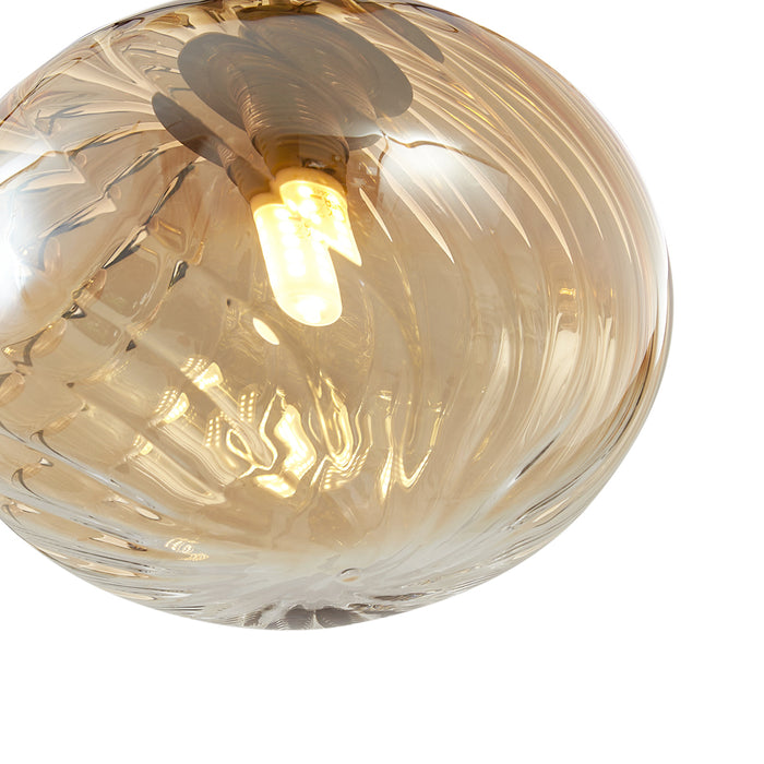 QAZQA Art Deco hanglamp goud met amber glas - Jia