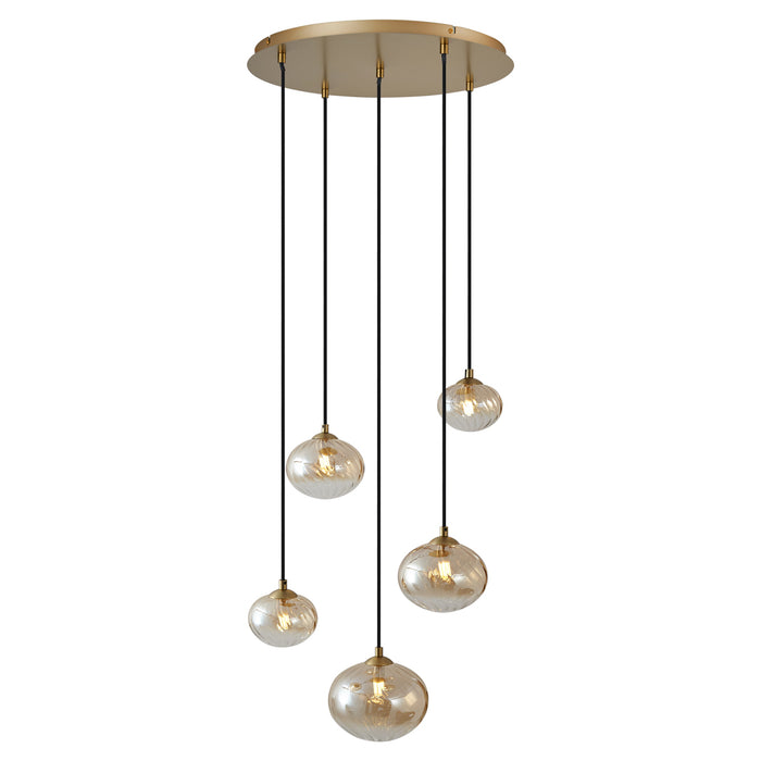 QAZQA Art Deco hanglamp goud met amber glas - Jia