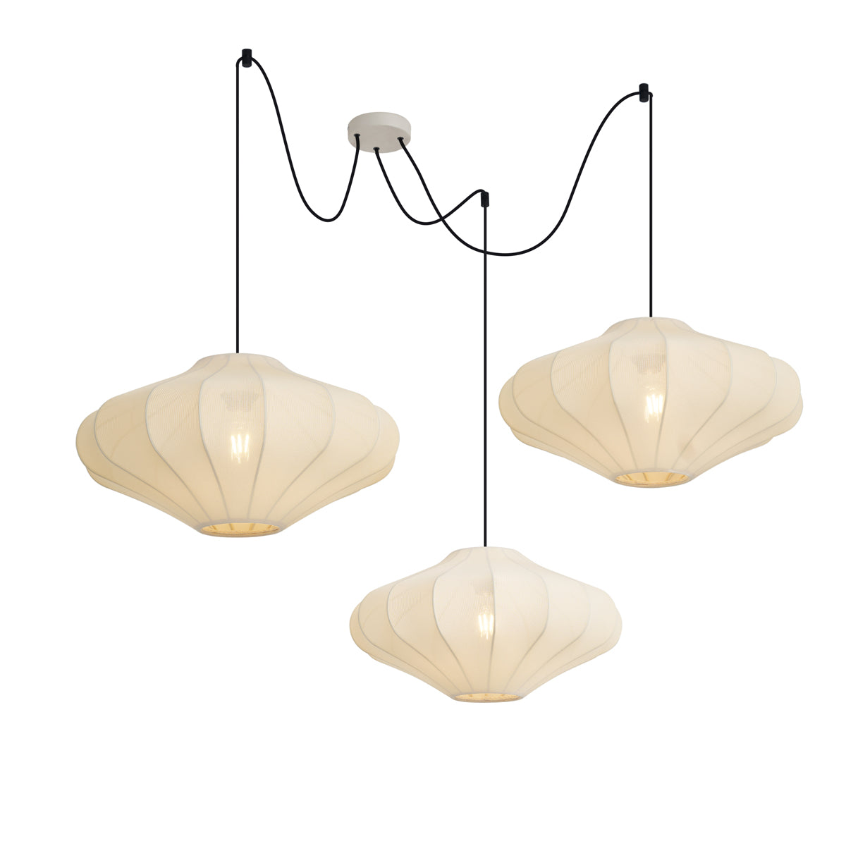 QAZQA Japandi hanglamp beige 50cm 3-lichts - Plu