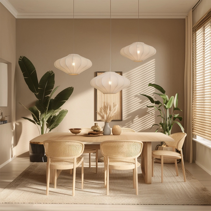 QAZQA Japandi hanglamp beige 50cm 3-lichts - Plu