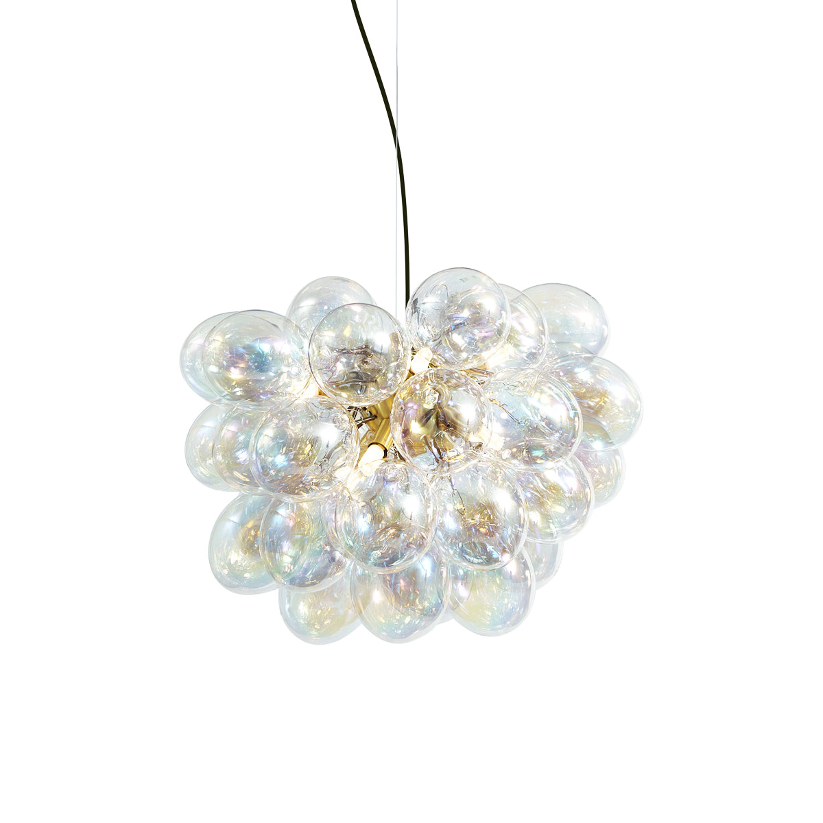QAZQA Art Deco hanglamp goud met regenboog glas 50cm 8-lichts - Uvas