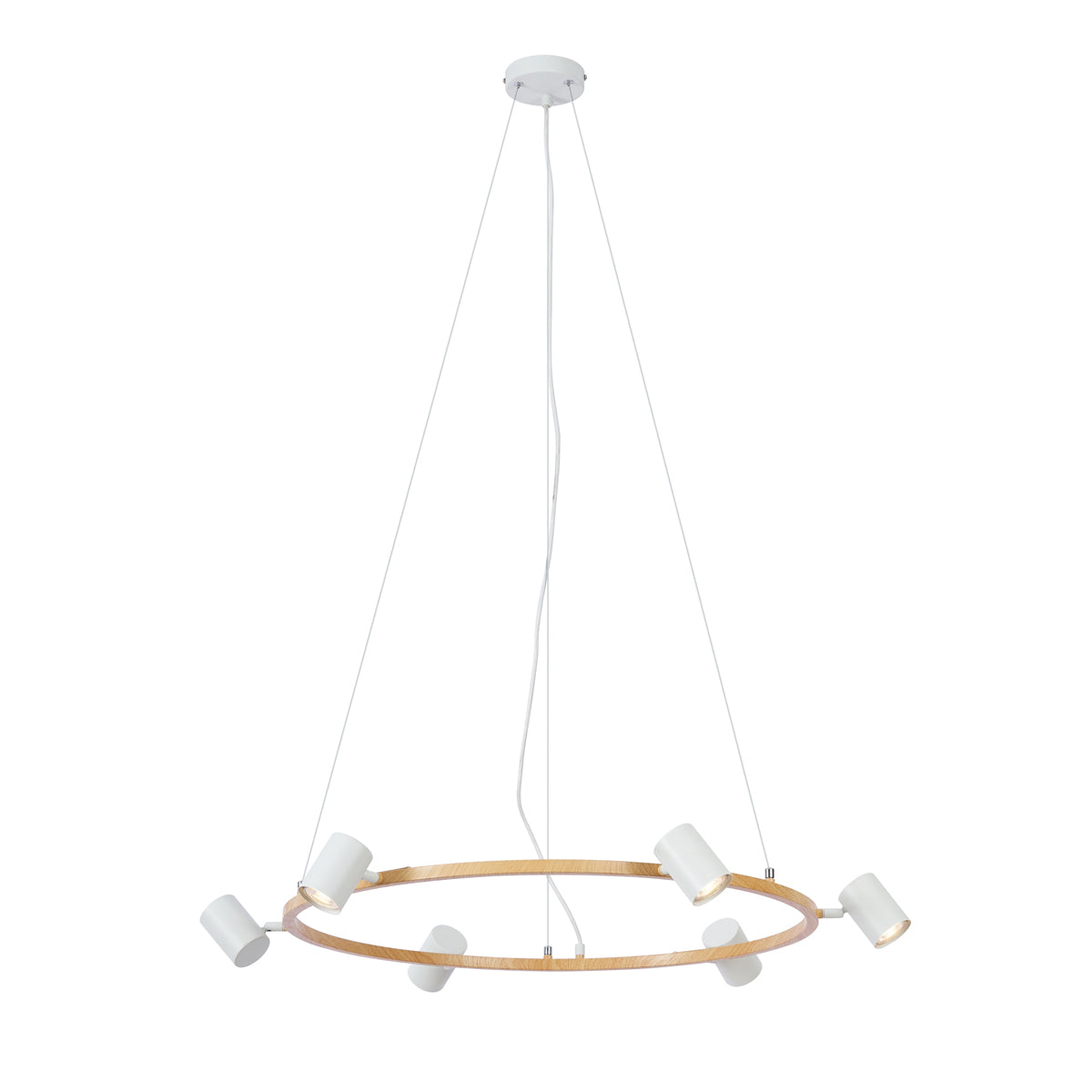 QAZQA Moderne hanglamp hout print met wit 6-lichts - Jeana Circle