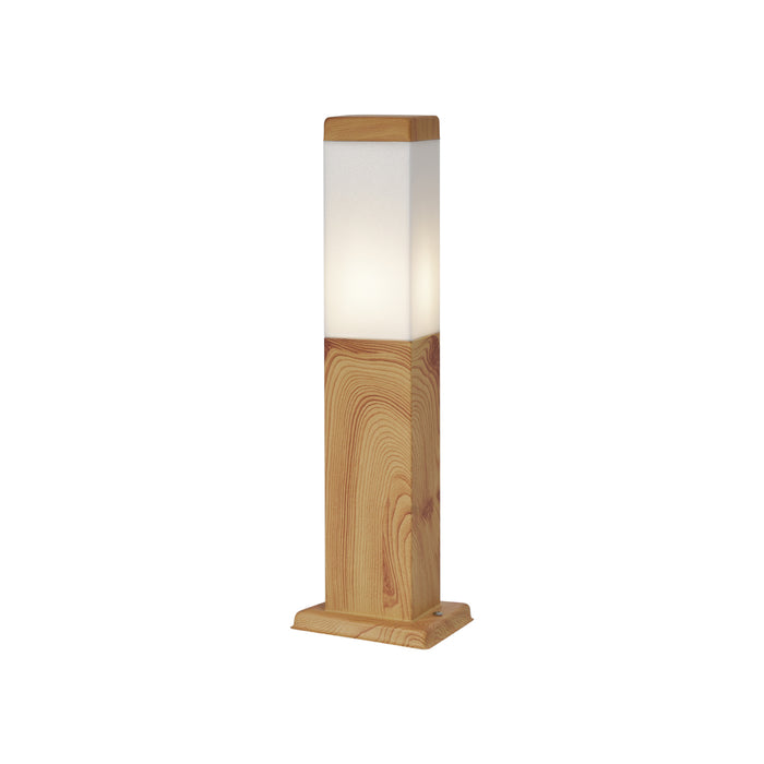 QAZQA Moderne staande buitenlamp staal met hout print 45cm IP44 -