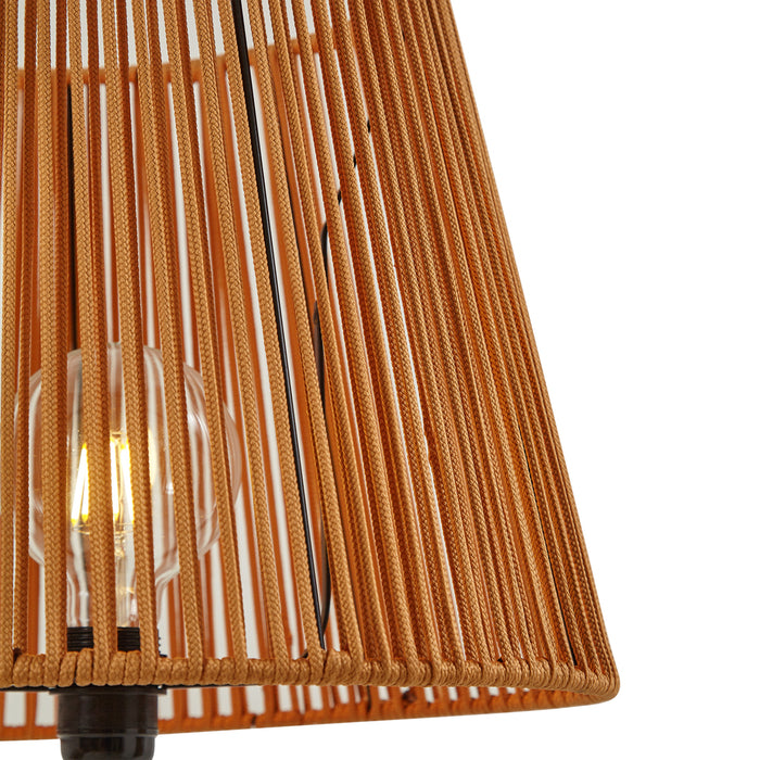 QAZQA Buiten vloerlamp zwart met kap oranje touw IP44 - Virginia