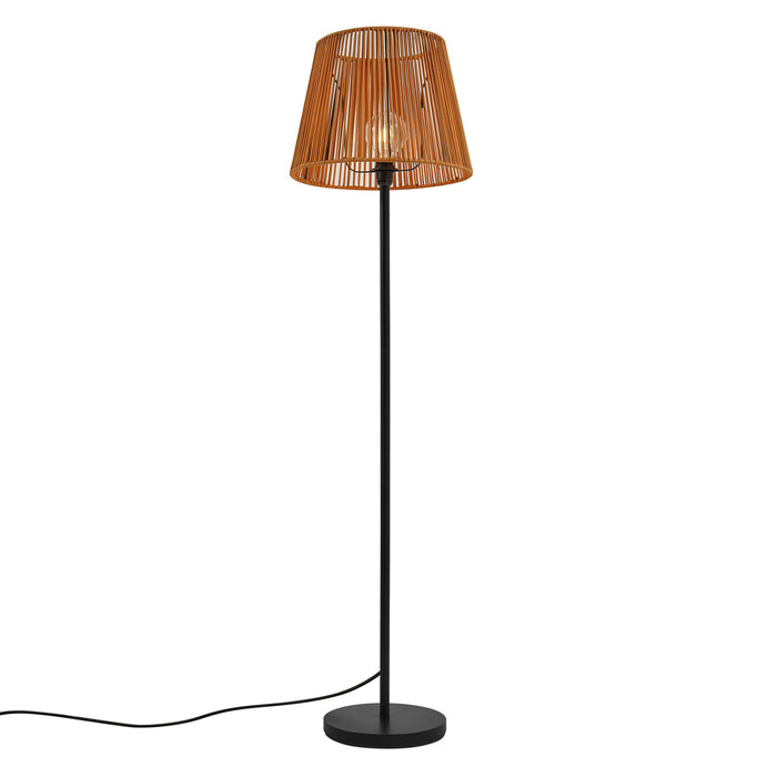 QAZQA Buiten vloerlamp zwart met kap oranje touw IP44 - Virginia