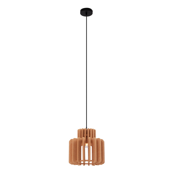 QAZQA Retro hanglamp zwart met oranje kap - Felt