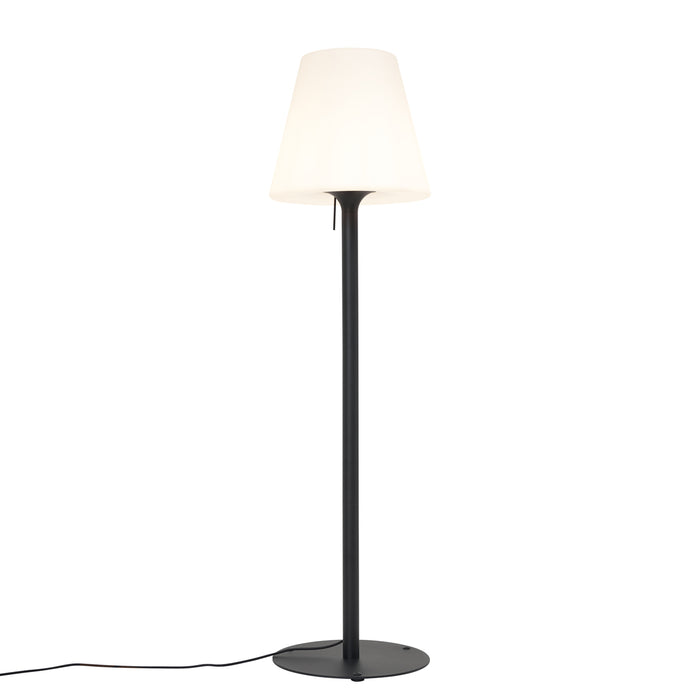 QAZQA Moderne buiten vloerlamp zwart met witte kap IP44 - Big