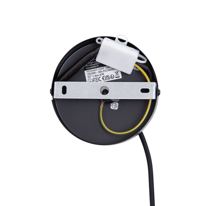 QAZQA Retro hanglamp zwart met oranje kap - Felt