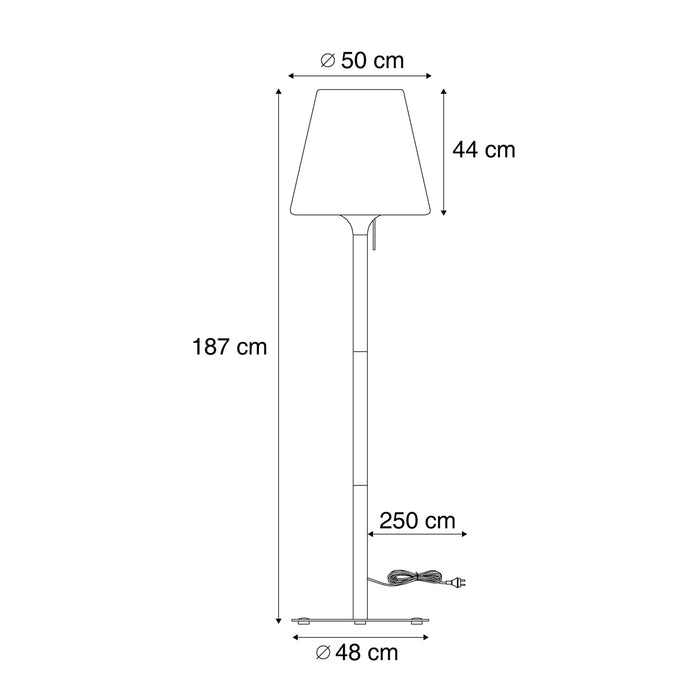 QAZQA Moderne buiten vloerlamp zwart met witte kap IP44 - Big