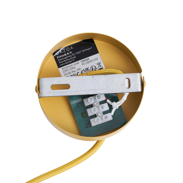 QAZQA Retro hanglamp okergeel met mat glas - Fedde