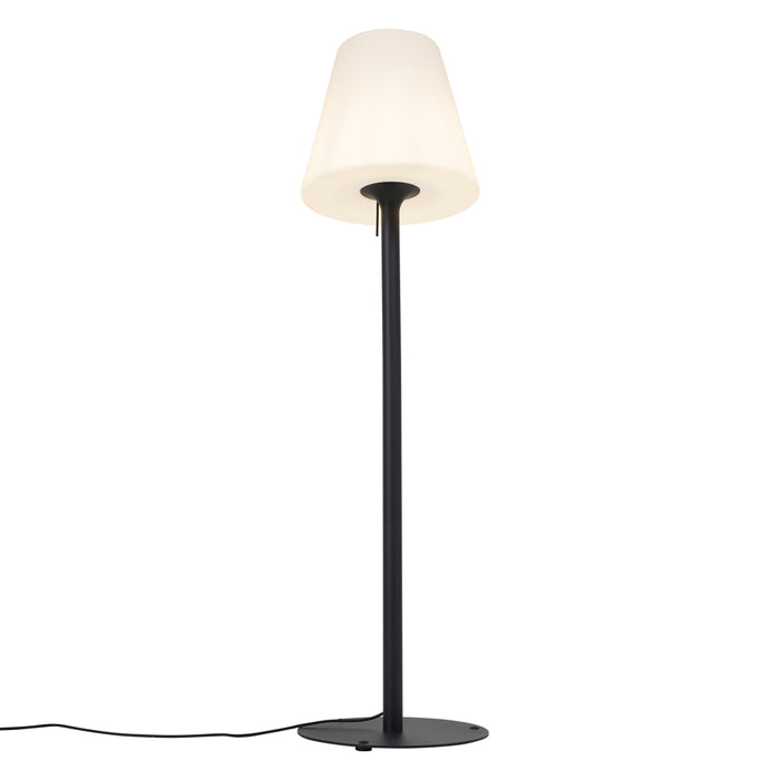 QAZQA Moderne buiten vloerlamp zwart met witte kap IP44 - Big