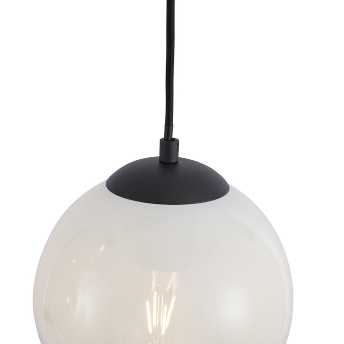 QAZQA Moderne hanglamp zwart met wit glas langwerpig 6-lichts - Misty
