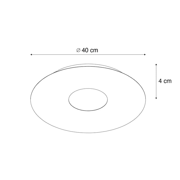 QAZQA Moderne plafondlamp zwart 40cm incl. LED 3-staps dimbaar -