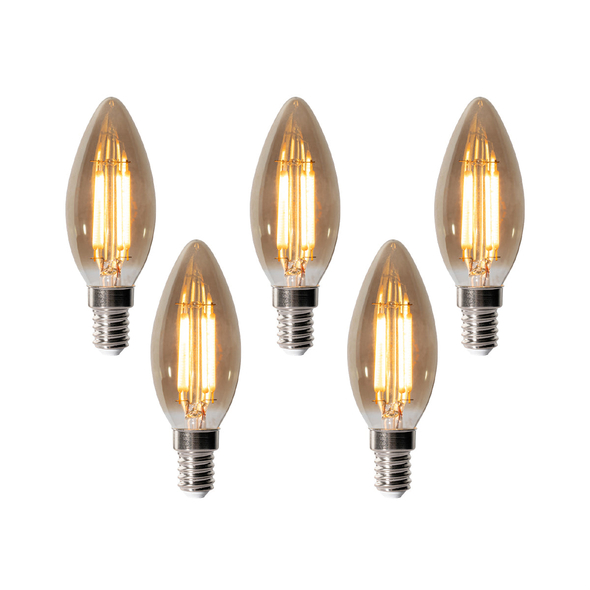 LUEDD Set van 5 E14 dimbare LED lampen B35 smoke 4W 300 lm 2200K