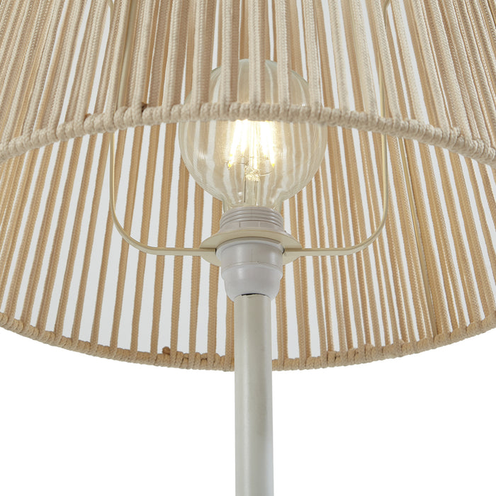 QAZQA Buiten vloerlamp wit met kap beige touw IP44 - Virginia Jayla