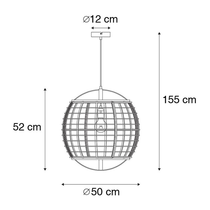 QAZQA Smart hanglamp bruin 50cm incl. Wifi G95 - Pascal