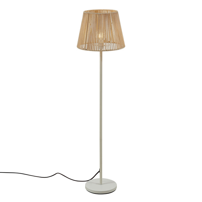 QAZQA Buiten vloerlamp wit met kap beige touw IP44 - Virginia Jayla