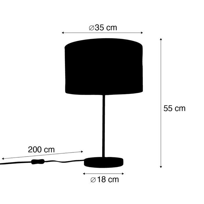 QAZQA Tafellamp messing met velours kap groen 35cm - Kaso