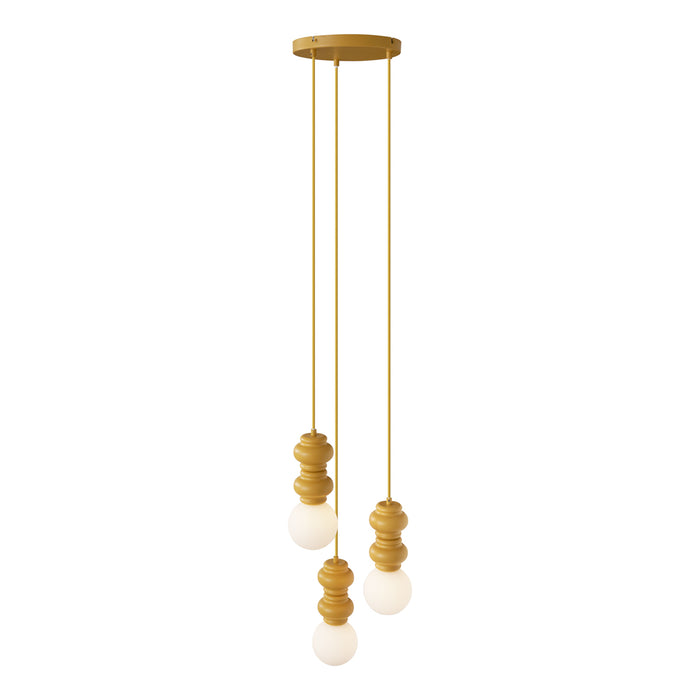 QAZQA Retro hanglamp okergeel met mat glas 3-lichts - Fedde