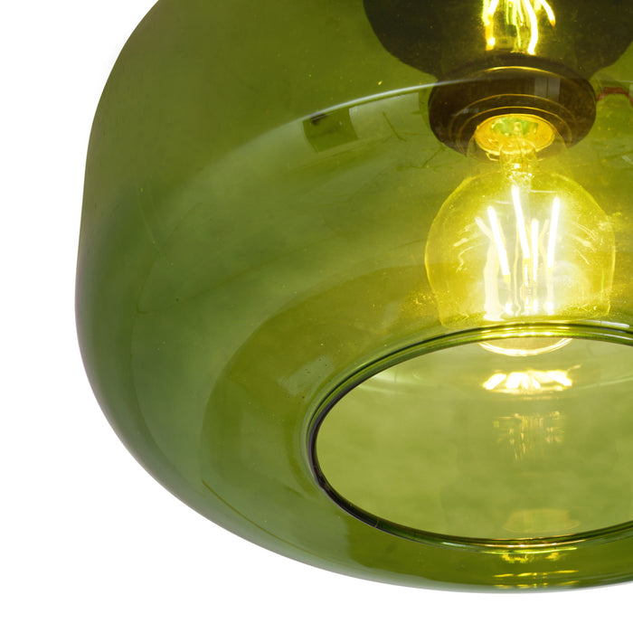 QAZQA Retro plafondlamp zwart met groen glas - Bizle