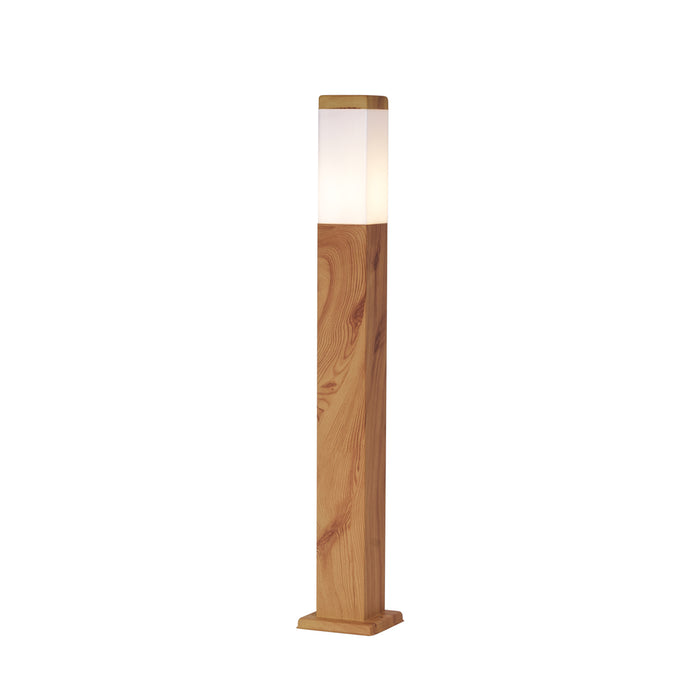 QAZQA Moderne staande buitenlamp staal met hout print 80cm IP44 -