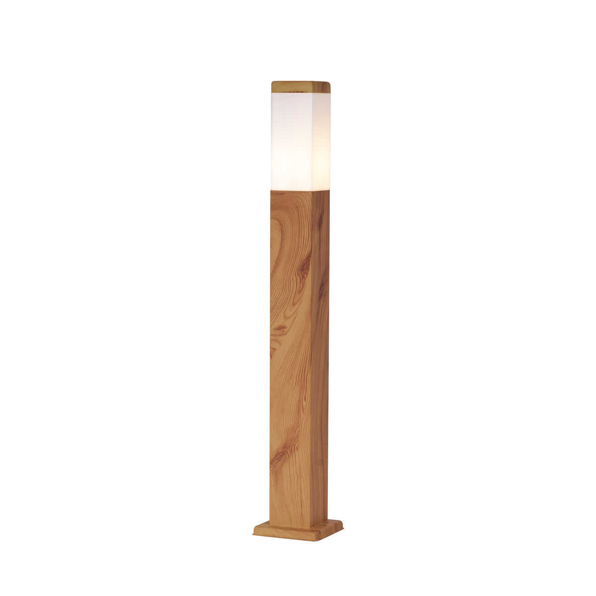 QAZQA Moderne staande buitenlamp staal met hout print 80cm IP44 -