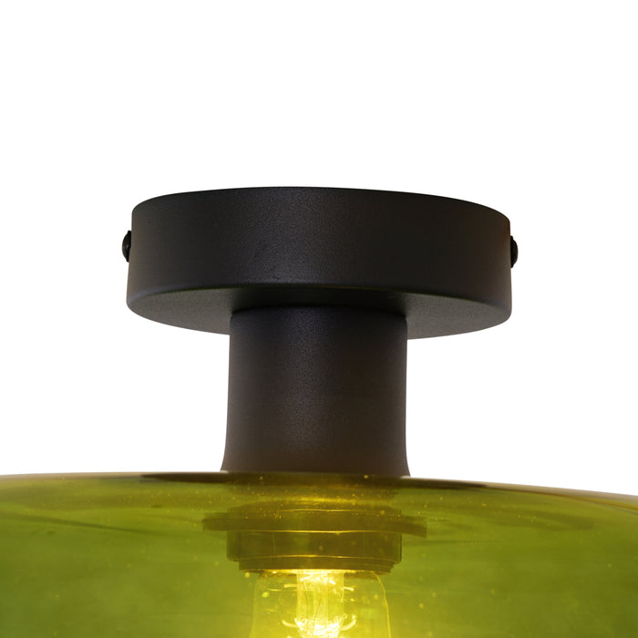 QAZQA Retro plafondlamp zwart met groen glas - Bizle