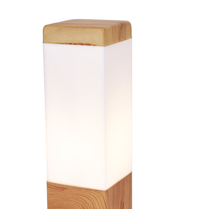 QAZQA Moderne staande buitenlamp staal met hout print 80cm IP44 -
