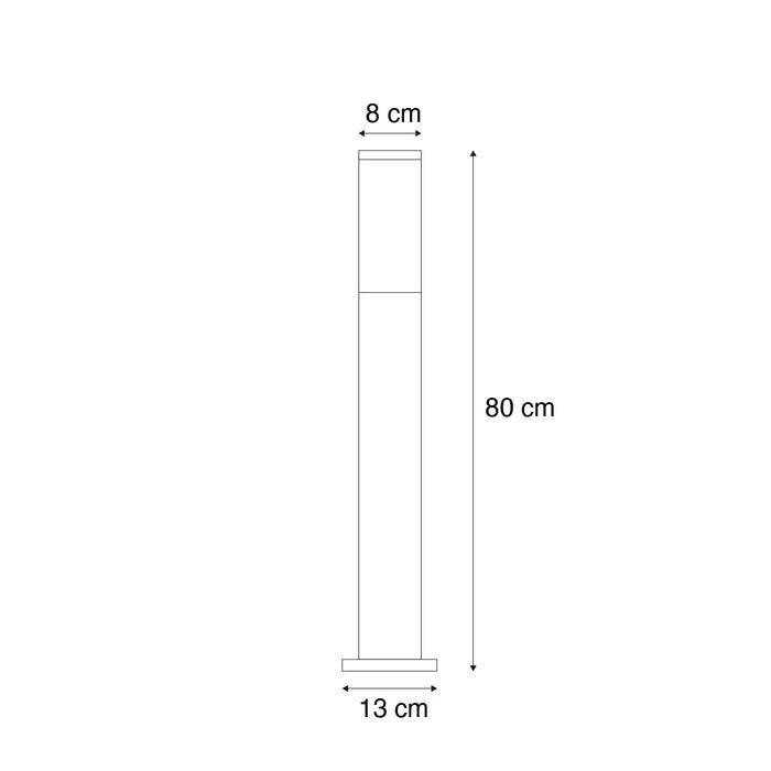 QAZQA Moderne staande buitenlamp staal met hout print 80cm IP44 -