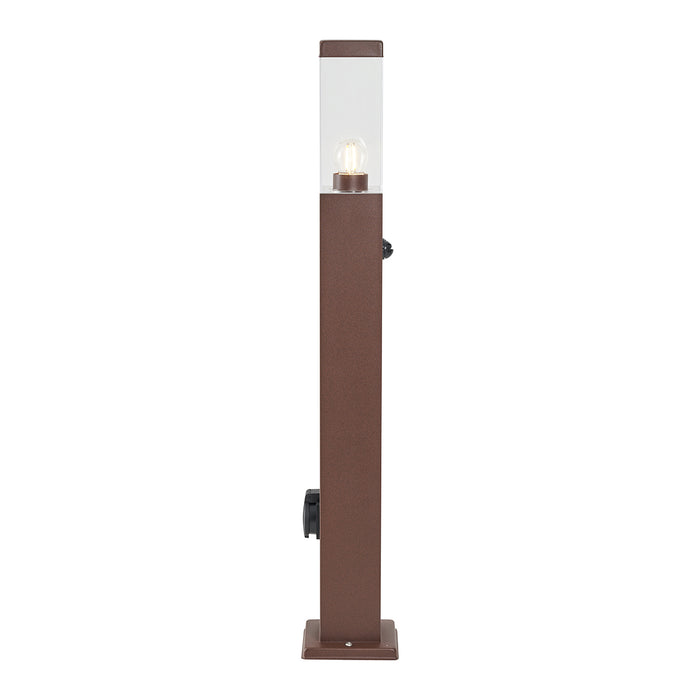 QAZQA Buitenlamp roestbruin met helder glas 80cm IP44 met stopcontact