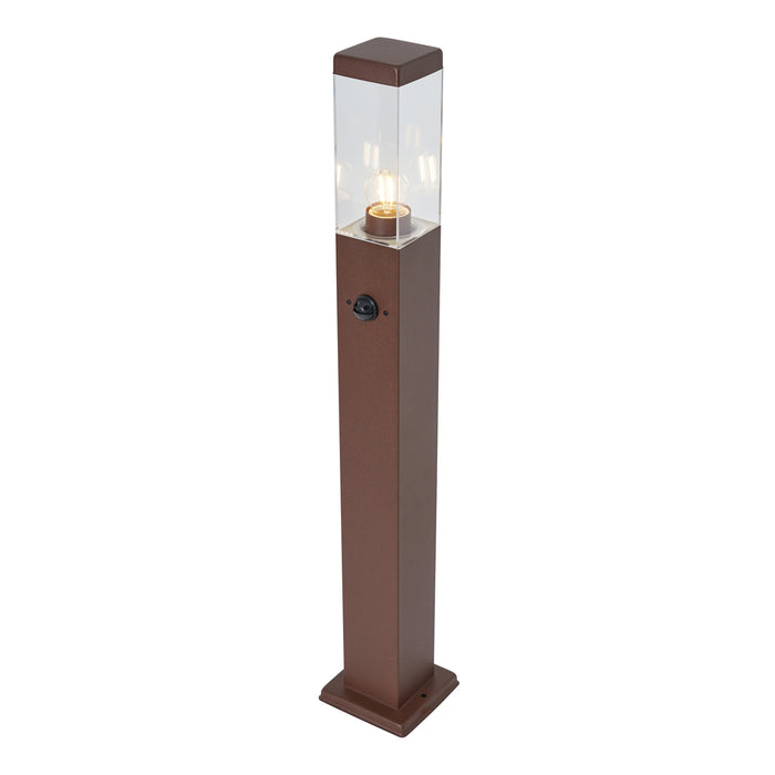 QAZQA Buitenlamp roestbruin met helder glas 80cm IP44 met stopcontact