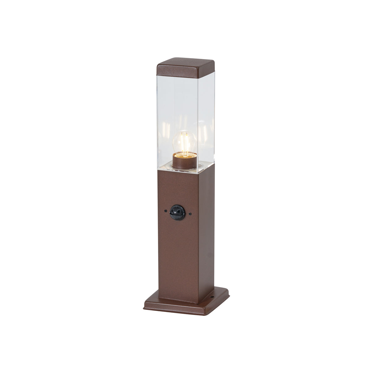 QAZQA Buitenlamp roestbruin met helder glas 45cm IP44 met stopcontact