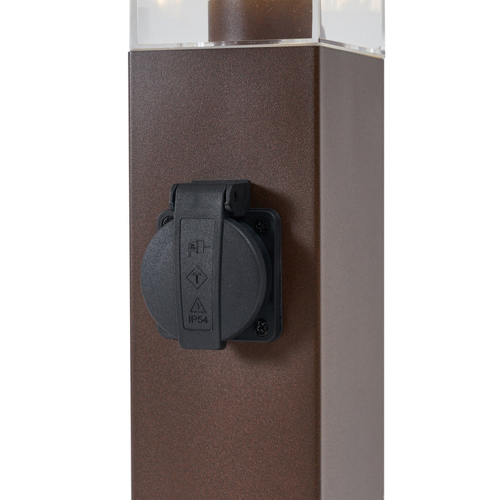 QAZQA Buitenlamp roestbruin met helder glas 45cm IP44 met stopcontact