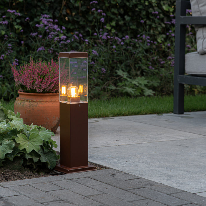 QAZQA Smart buitenlamp paal roestbruin 45cm incl. Wifi P45 - Malios