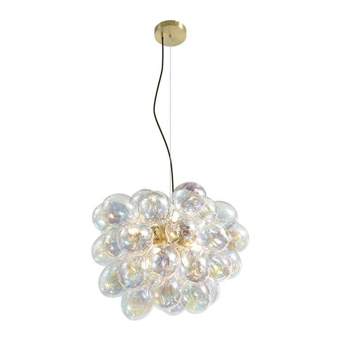 QAZQA Art Deco hanglamp goud met regenboog glas 50cm 8-lichts - Uvas
