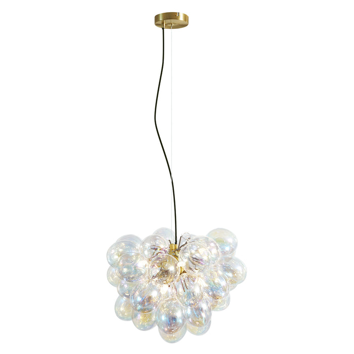 QAZQA Art Deco hanglamp goud met regenboog glas 50cm 8-lichts - Uvas