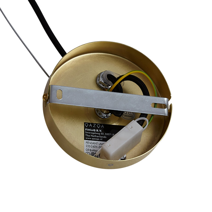 QAZQA Art Deco hanglamp goud met regenboog glas 50cm 8-lichts - Uvas