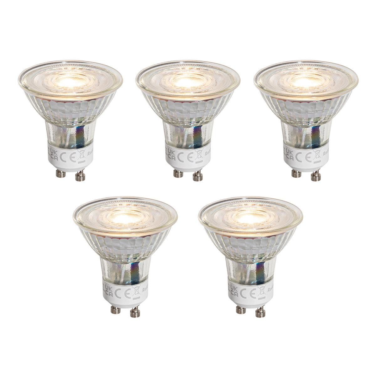 LUEDD Set van 5 GU10 50mm dimbare LED lampen helder 4.5W 365 lm 2700K