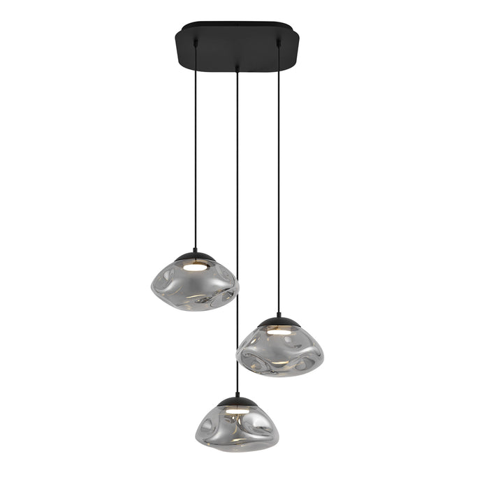 QAZQA Design hanglamp zwart met smoke glas 3-lichts - Gus