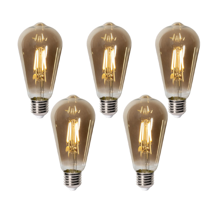LUEDD Set van 5 E27 dimbare LED lampen ST64 smoke glas 5W 450 lm