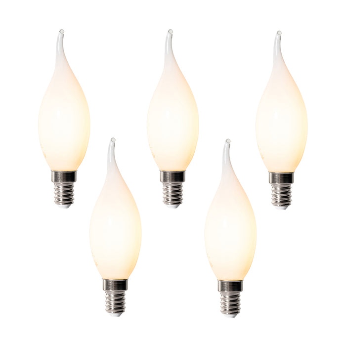 LUEDD Set van 5 E14 dimbare LED lampen BXS35 opaal 4W 450 lm 2200K