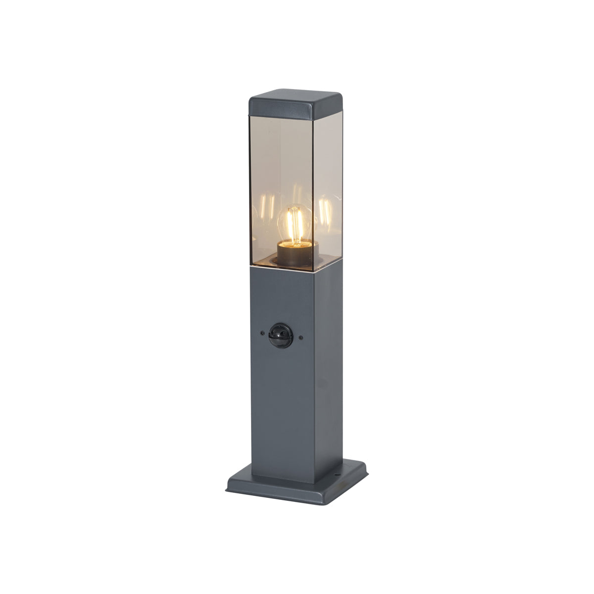 QAZQA Buitenlamp donkergrijs met smoke glas 45cm IP44 met stopcontact