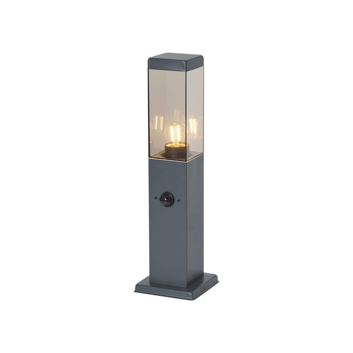 QAZQA Buitenlamp donkergrijs met smoke glas 45cm IP44 met stopcontact