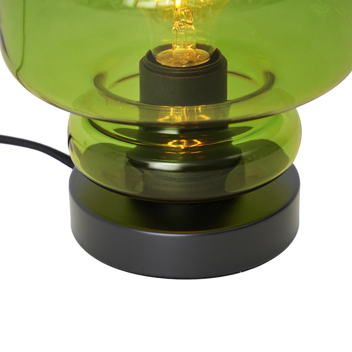 QAZQA Retro tafellamp zwart met groen glas - Denise