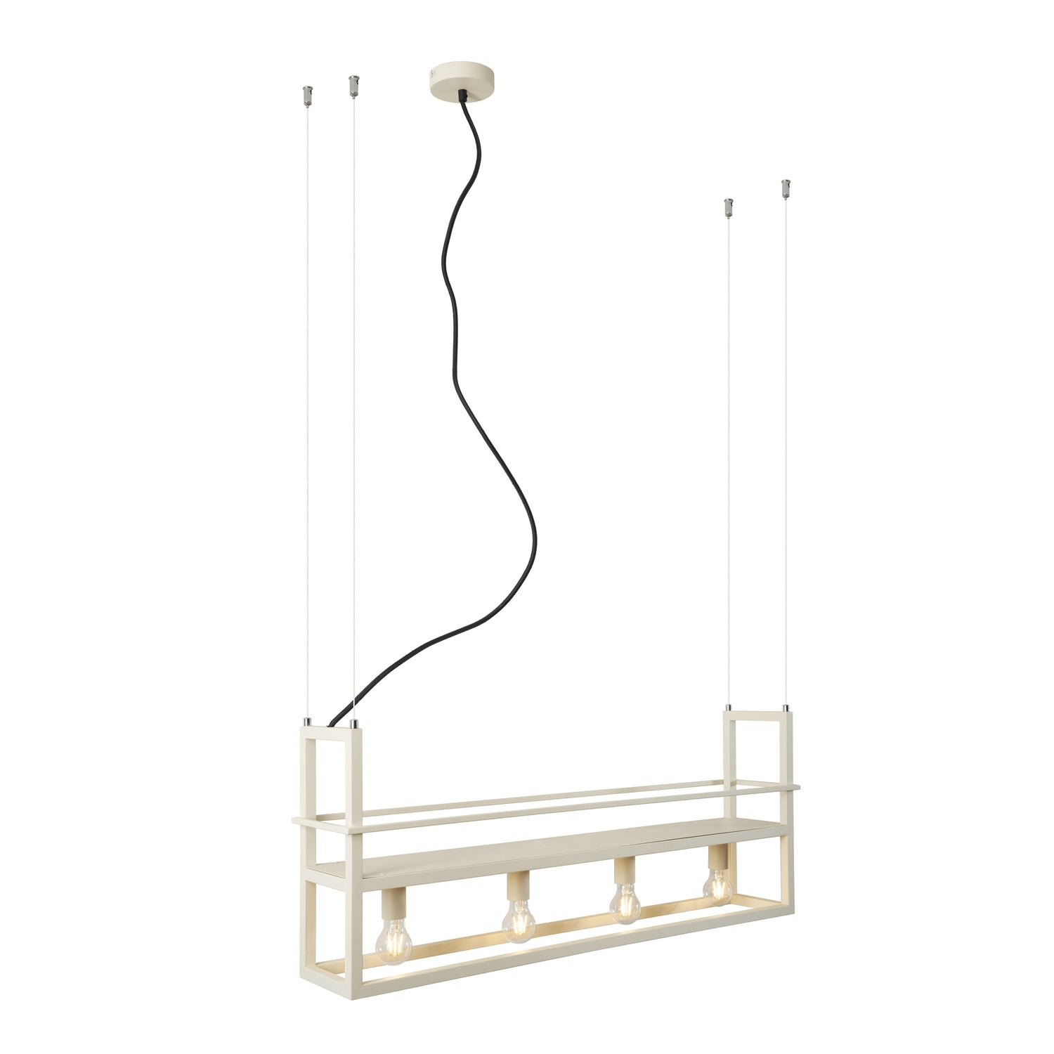 QAZQA Industriële hanglamp beige 4-lichts - Cage Rack
