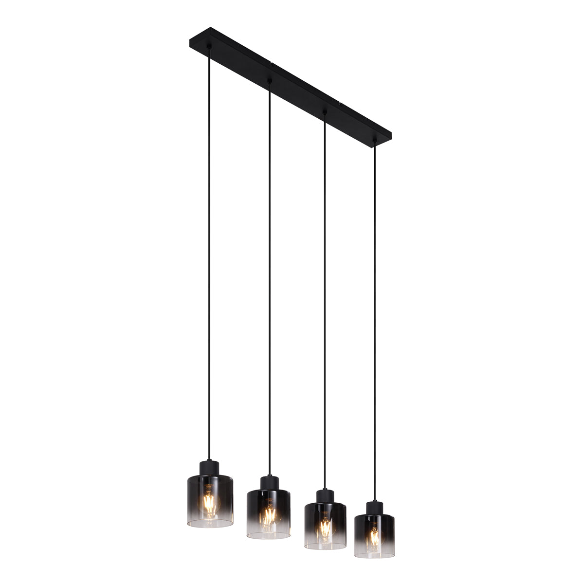 QAZQA Moderne hanglamp zwart met smoke glas 4-lichts - Dame