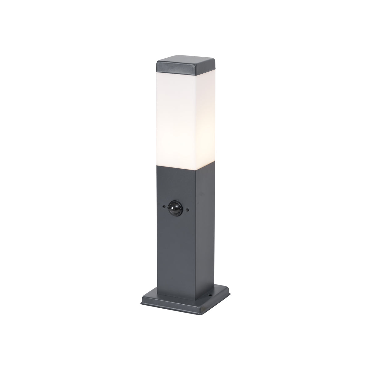 QAZQA Buitenlamp donkergrijs met opaal glas 45cm IP44 met stopcontact