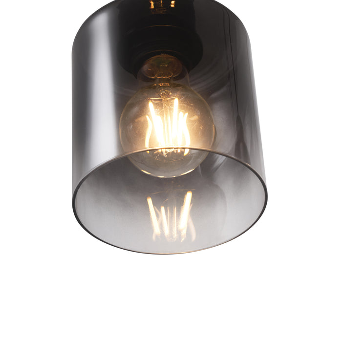 QAZQA Moderne hanglamp zwart met smoke glas 4-lichts - Dame